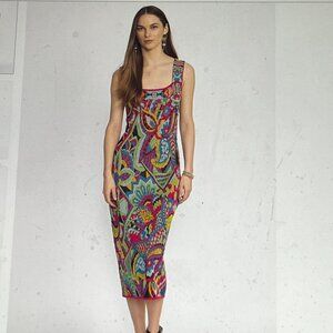 Johnny Was Knit Paisley Multicolor Midi Dress
